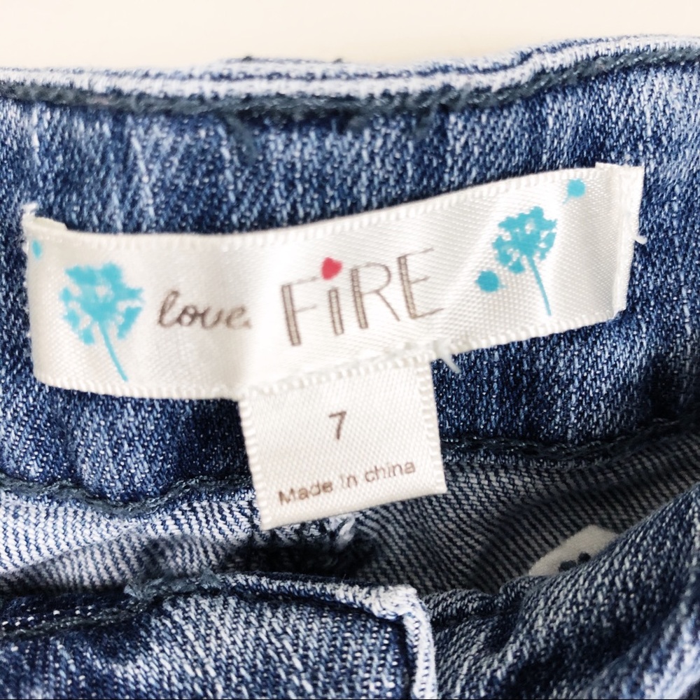 Love, Fire Boho Denim Shorts with Crochet Half - Picture 2 of 4